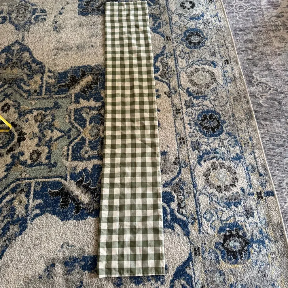 Green Gingham Check Curtains Set of 2 and Valance Polyester Cotton Cottage Core
